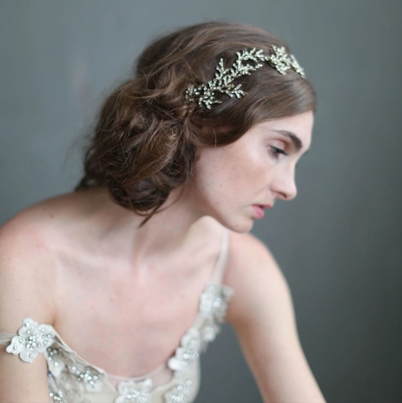 Gilded Crystal Encrusted Branch Headpiece - Picture 3 of 5